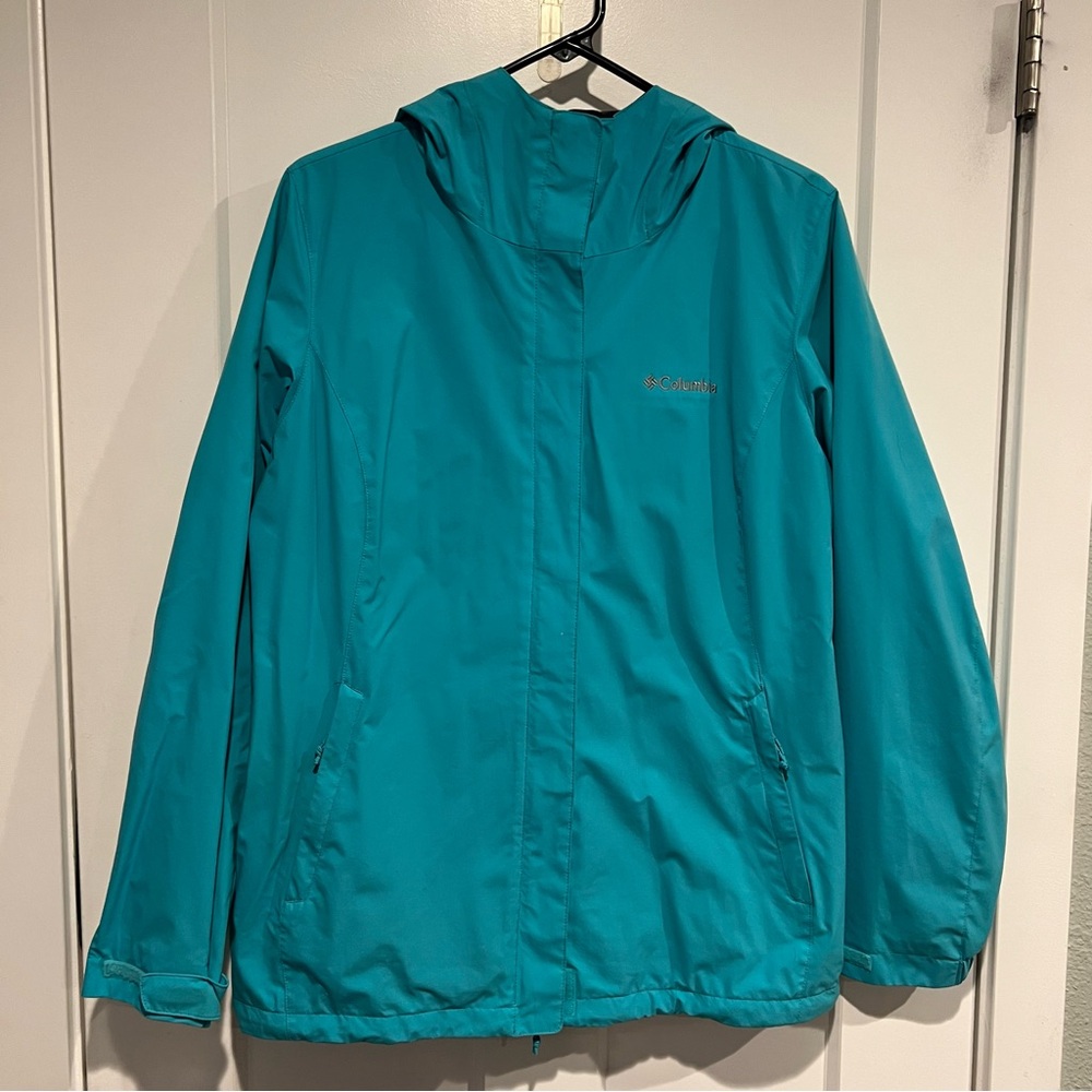 Teal Columbia Hooded Rain Jacket - Women’s M